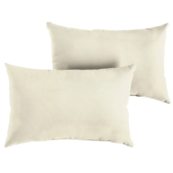 Humble & Haute Sunbrella Ivory Indoor/Outdoor Knife Edge Lumbar Pillow (Set of 2) - 12x22 x 18x22