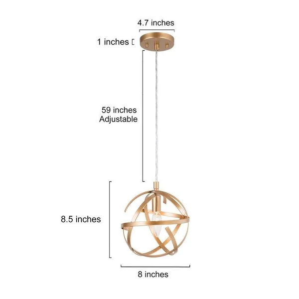 LNC Modern Geometric 1-Light Antique Gold Globe Pendant for Kitchen Island - D8x22x H8x22