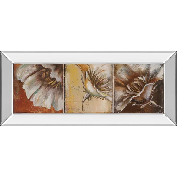 Silver and Brown The Three Poppies II Framed Print Hanging Wall Art 42x22 x 18x22