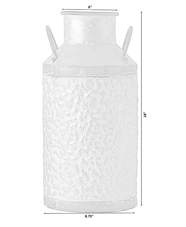 Vintiquewise Rustic Farmhouse Style Galvanized Metal Milk Can Decoration Planter and Vase, Large