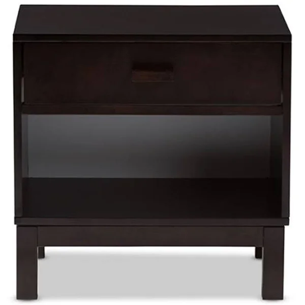 Baxton Studio Deirdre 1 Drawer Nightstand in Espresso