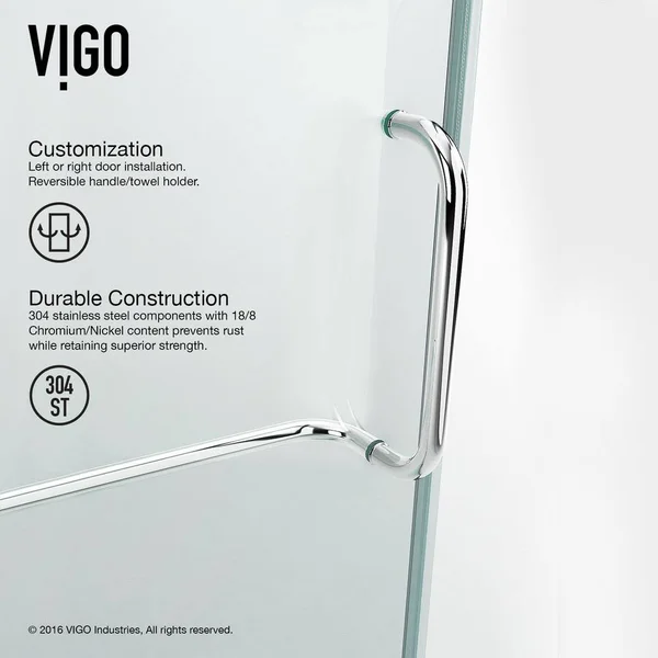VIGO Monteray 32 x 40 Frameless .375-in. Clear Glass/Chrome Hardware Shower Enclosure