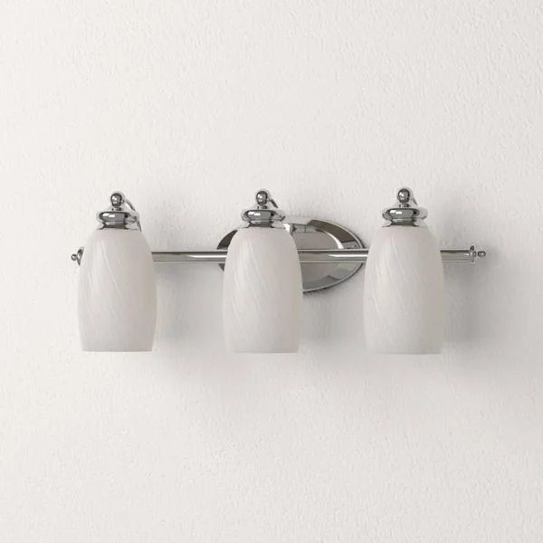 Hampton Bay - 3-Light Chrome Bath Bar Light with Frosted White Glass