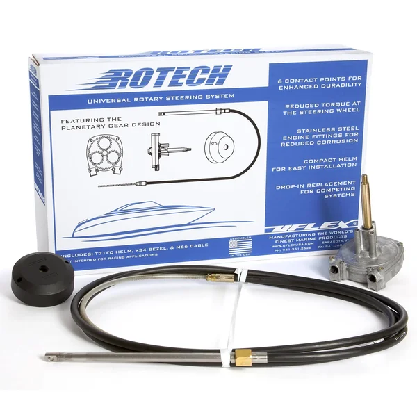 Uflex Rotech 9& Rotary Steering Package - Cable Bezel Helm