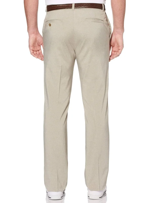 Grand Slam Men's Slim Yarn Dyed Heather Pants - Size 40 x 30, Khaki Heather White, Polyester/Spandex, Golf Apparel Shop