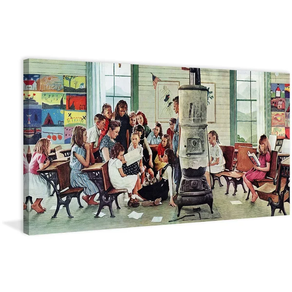Marmont Hill 'Norman Rockwell Visits A Country School' by Norman Rockwell Painting Print on Canvas, 30 x 60