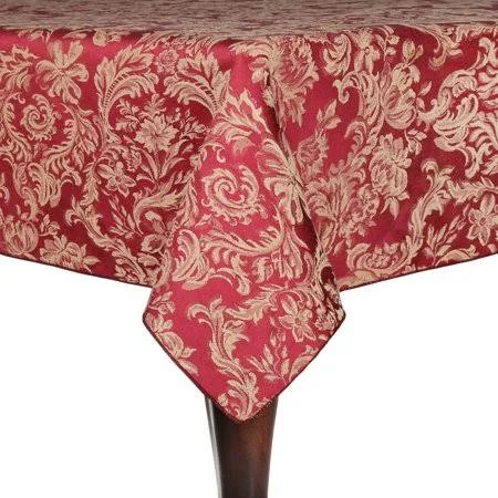 Ultimate Textile Miranda 60 x 120-Inch Rectangular Damask Tablecloth - Red