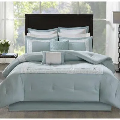 Lanford Reversible 8 Piece Comforter Set Rosecliff Heights Color: Blue - Size: Queen Comforter + 7 Additional Pieces