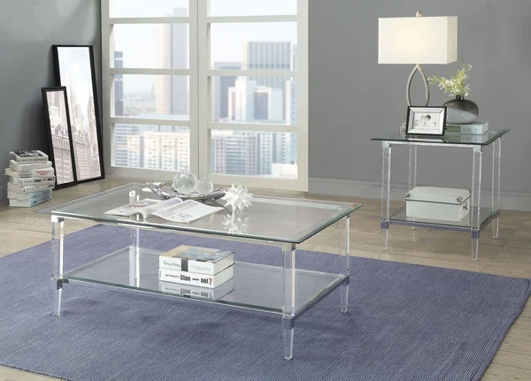 Acme Polyanthus End Table, Clear Acrylic, Chrome & Clear Glass