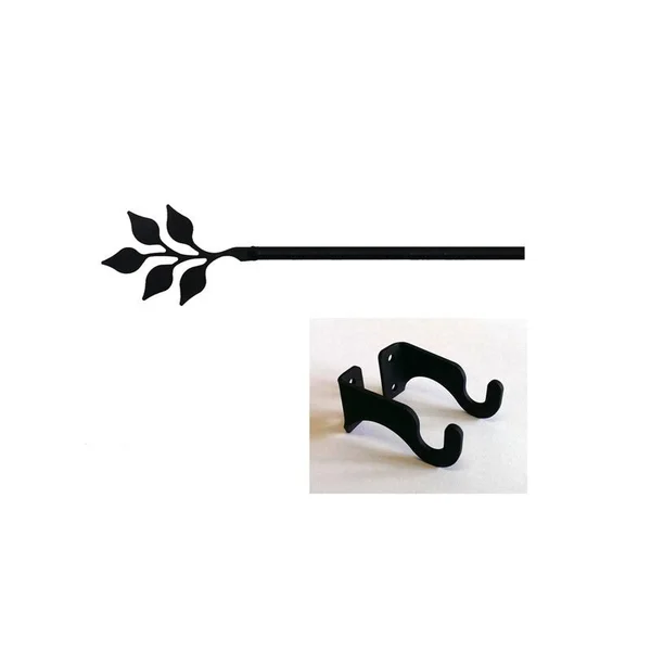 Village Wrought Iron Leaf Curtain Rod - XL (Hardware Is Included)