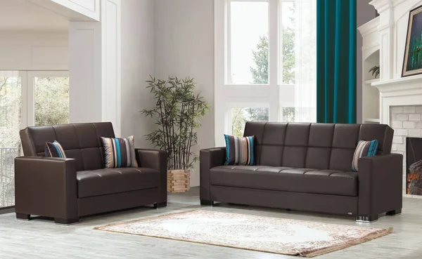 Casamode Armada Sofa Brown PU Leatherette