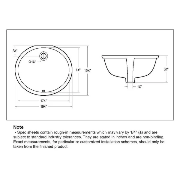 White Ceramic Oval Undermount Bathroom Sink with Overflow Winfield Products 1916