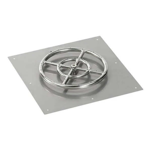 American Fireglass SS-SFPKIT-N-18 18 in. Square Stainless Steel Flat Pan with Spark Ignition Kit - Natural GAS