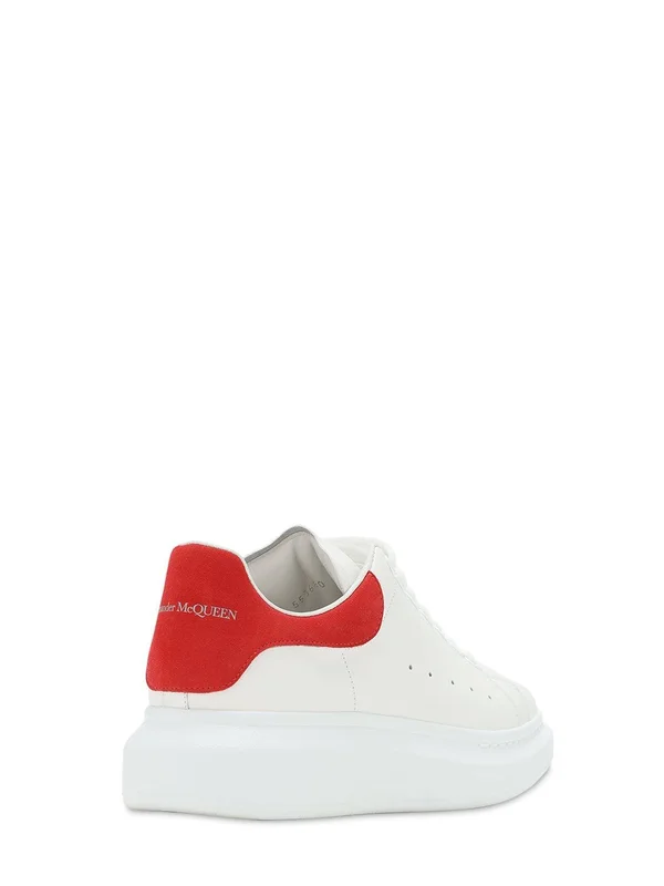 Alexander McQueen, Men 45mm Leather Platform Sneakers White/Red 41