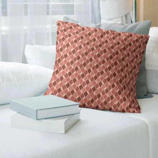 Monochrome Retro Diamonds Throw Pillow - 26 x 26 - Red - Synthetic Fiber