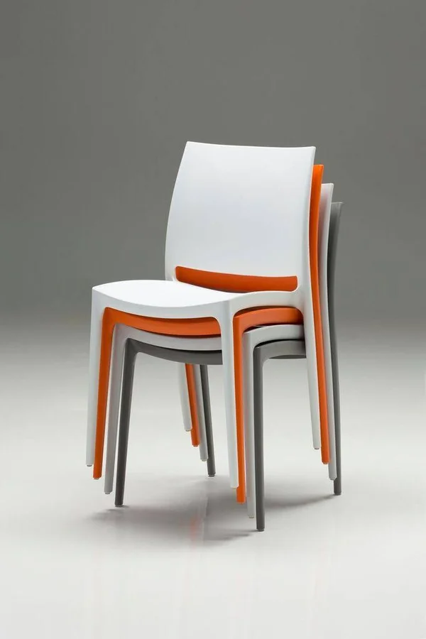 Mobital Vata Dining Chair Grey/Light Grey/White Polypropylene Set of 4
