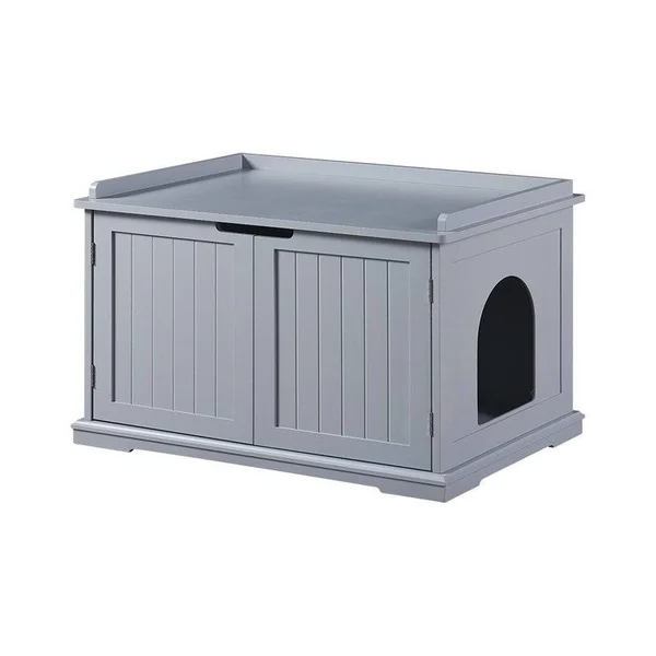 Unipaws Cat Washroom Bench, Easy Assembly Litter Box Cover - Grey