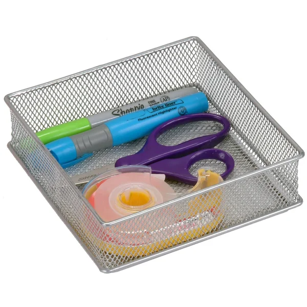 YBM Home Silver Mesh Desk Drawer Organizer Tray for Home and Office (12 - 3x6x2 inch)