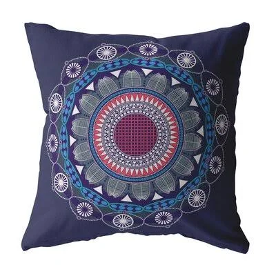 Net Mandala Suede Blown and Closed Pillow Navy Bungalow Rose Size: 16x22 x 16