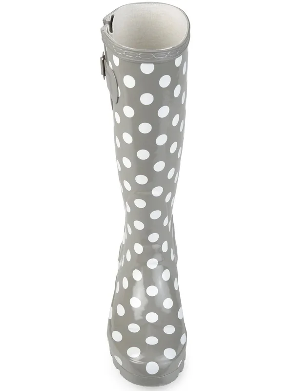 Journee Collection Women's Mist Mid Calf Rain Boot, Dot Rubber
