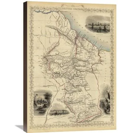 Global Gallery British Guayana - 1851 by R.M. Martin Graphic Art on Wrapped Canvas, Size: 30 inch H x 21 inch W x 1.5 inch D, Bei