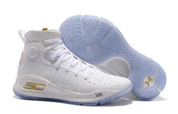 Under Armour Curry 4 - Adult Basketball Shoes White/Metallic Gold
