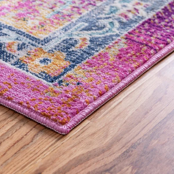 Budapest 4x6 Fuchsia Abstract, Bohemian, Floral, Geometric Area Rug