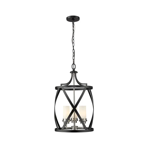 Z-Lite-481P14-MB-BN-Malcalester - 3 Light Pendant Matte Black/Brushed