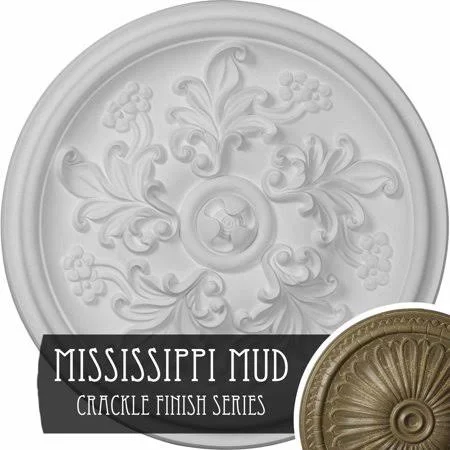 13 7/8x22OD x 3 3/4x22ID x 1 1/4x22P Tirana Ceiling Medallion (Fits Canopies Up to 4 3/4x22), Hand-Painted Iridescent Gold