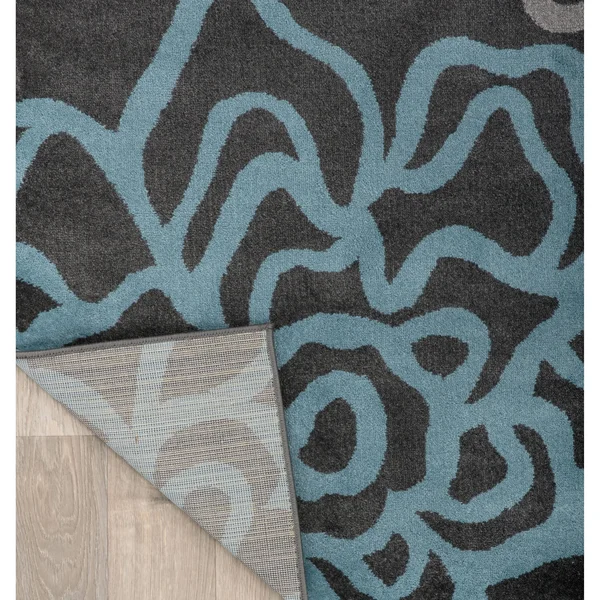 Contemporary Modern Floral Flowers Gray Area Rug 5& 3x22 x 7& 3x22