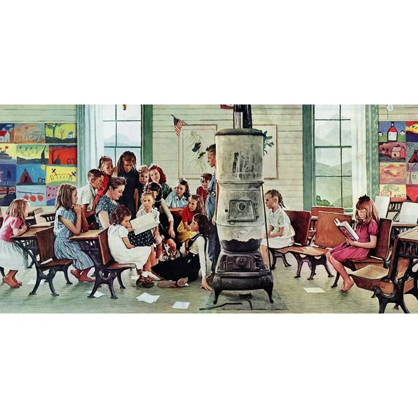 Marmont Hill 'Norman Rockwell Visits A Country School' by Norman Rockwell Painting Print on Canvas, 30 x 60
