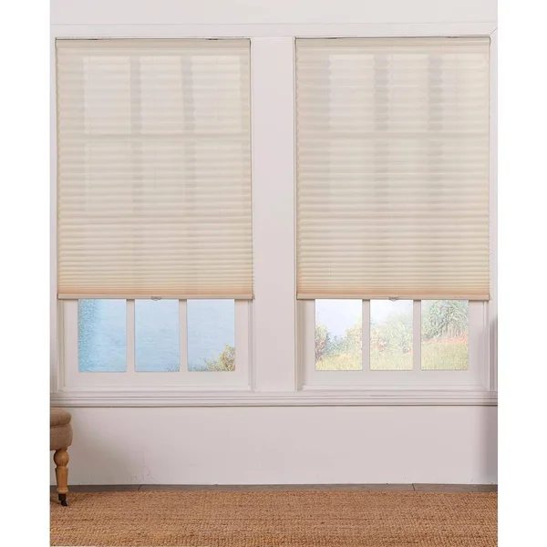 Perfect Lift Window Treatment Cut-to-Width Ecru Cordless Light Filtering Pleated Shade - 68 in. W x 64 in. L - White