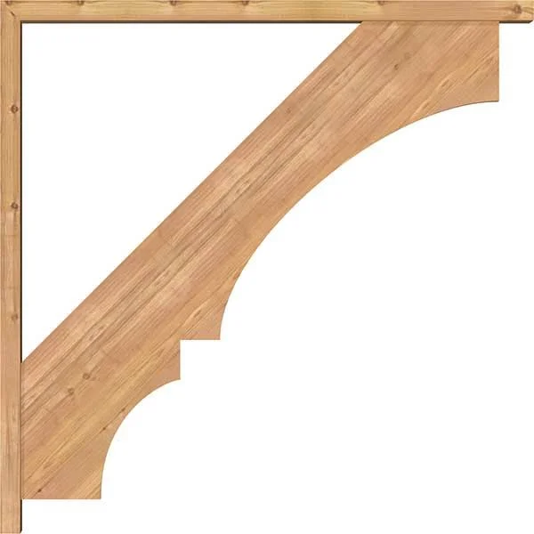 Ekena Millwork 1461933 3 1/2x22W x 40x22D x 40x22H Balboa Block Smooth Bracket w/ Offset Brace, Western Red Cedar