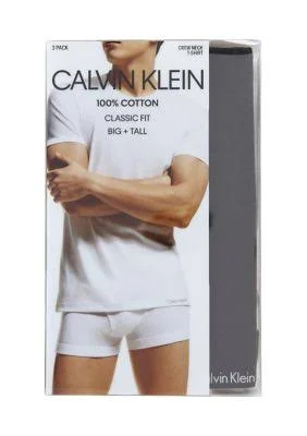Calvin Klein NB2925 Big & Tall Cotton Crew T-Shirt - 3 Pack - Black