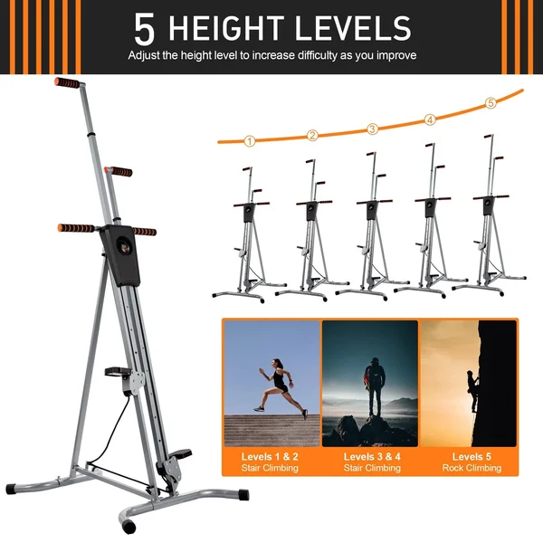 Zelus Folding Vertical Stair Climber Exercise Machine - Black