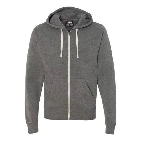 8872 J. America Fleece Triblend Hooded Full-Zip Sweatshirt - Size: Small, Gray