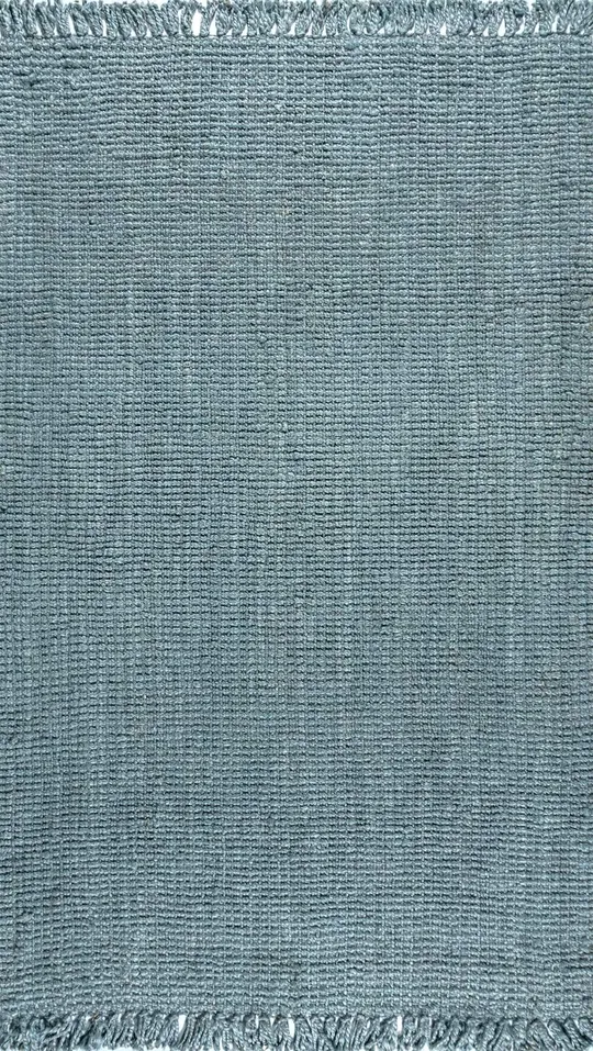 3&x5& Rectangle Woven Solid Jute Area Rug Blue - Jonathan Y