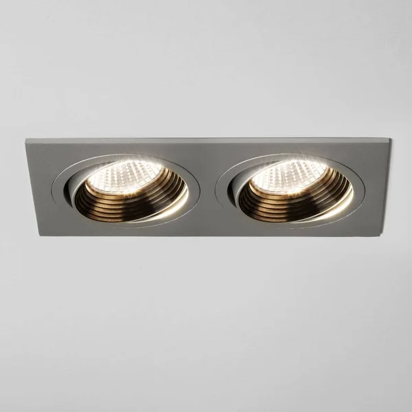 Astro Aprilia Twin Adjustable Silver LED Rectangular Downlight Recessed Lighting 1256002