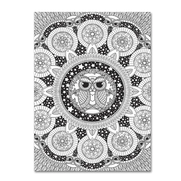 Trademark Fine Art &Night Owl Mandala& by Hello Angel Graphic Art on Wrapped Canvas - Size: 32x22 H x 24x22 W x 2x22 D