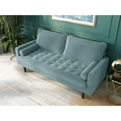 Sellner 69.68x22 Velvet Square Arm Sofa George Oliver Fabric: Light Greyish Cran Velvet