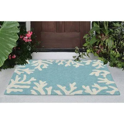 Claycomb Floral - Flower Hand-Tufted Aqua Indoor, Outdoor Area Rug Highland Dunes Rug Size: Rectangle 1&7x22 x 2&5x22