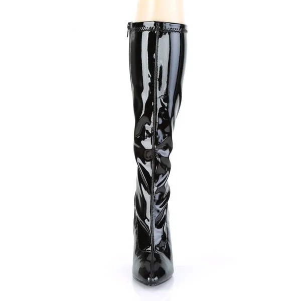 Pleaser Seduce-2000, 5x22 Plain Stretch Knee - Black Stretch PU 16