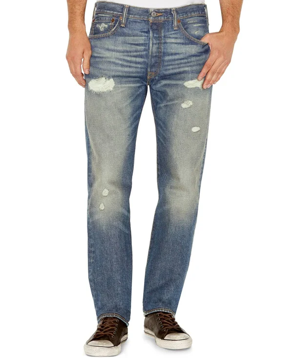 Levi's Men's 501 Original Fit Jeans - Torn Up - Waterless
