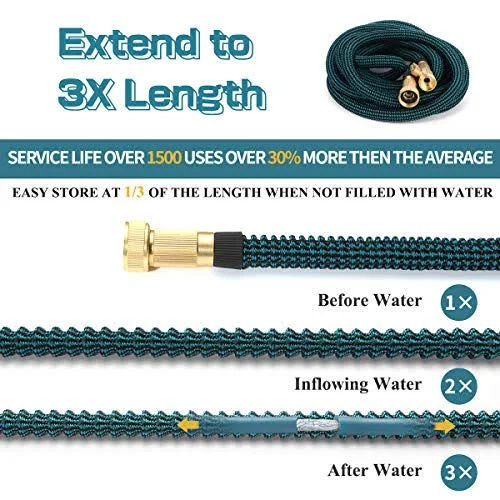 Kegemor Expandable Garden Hose 100ft Flexible Lightweight Water Hose with Nozzle
