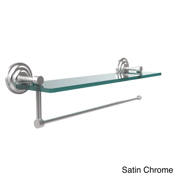 Allied Brass PQN-1PT/22-PB Prestige Que New Collection Paper Towel Holder with 22 inch Glass Shelf Polished Brass
