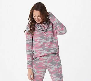 Belle by Kim Gravel Supersoft Funnel Neck Top, Size X-Small, Coral Camo
