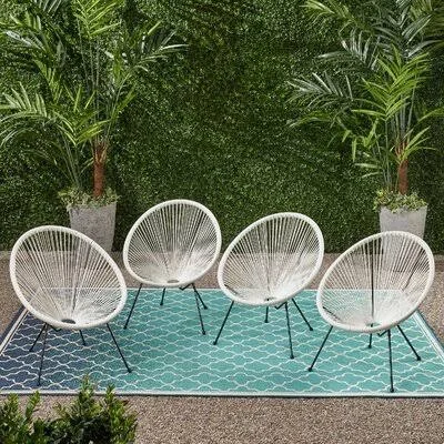 Englewood Outdoor Hammock Weave Patio Chair George Oliver Color: White