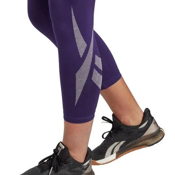 Reebok Women's Purple Workout Ready Vector Leggings Pants, Size: Small