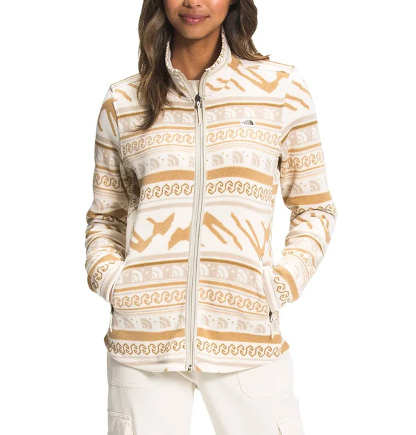 The North Face Women's Printed Crescent Full Zip Jacket - Medium - Gardenia White TNF Mountain Fairisle Print