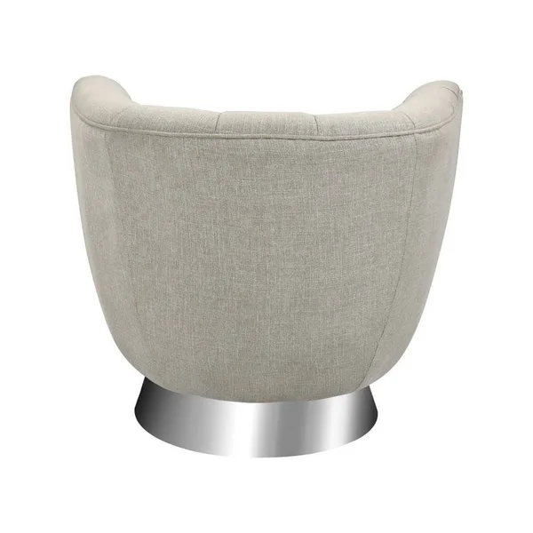 Modern Grey Linen Tub Chair Made of Eucalyptus Wood, Foam, Linen Fabric, MDF, Stainles in Grey, Gray